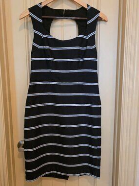 Ann Taylor Striped Cut-Out Tailored Dress